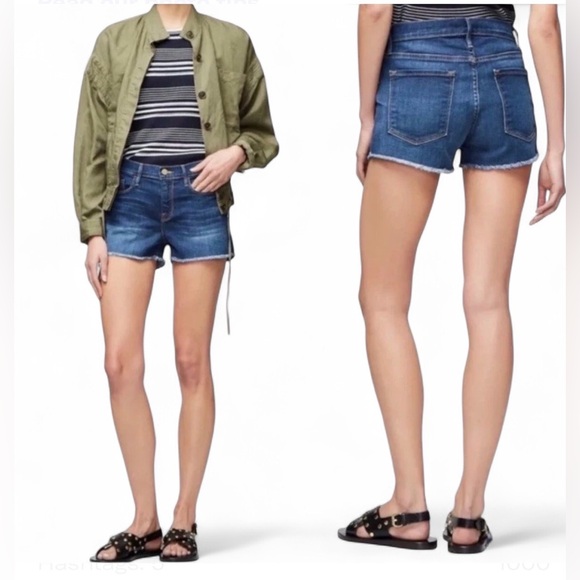 FRAME Le Cutoff Denim Shorts Womens 30 Blue Raw Hem Festival Boho USA LC179